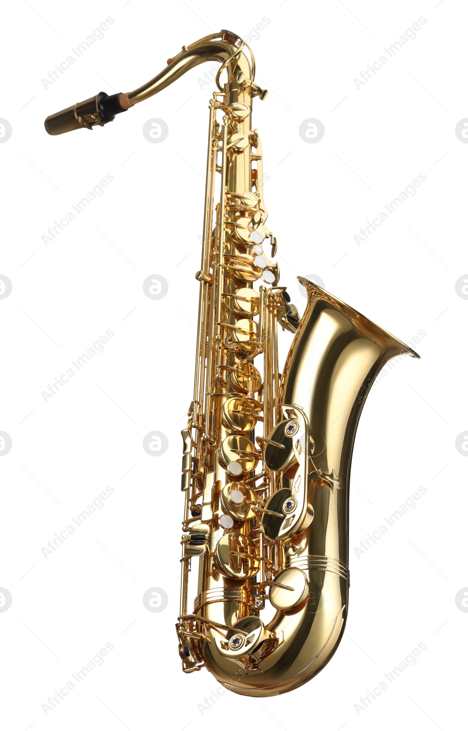 Photo of Jazz. One beautiful saxophone isolated on white