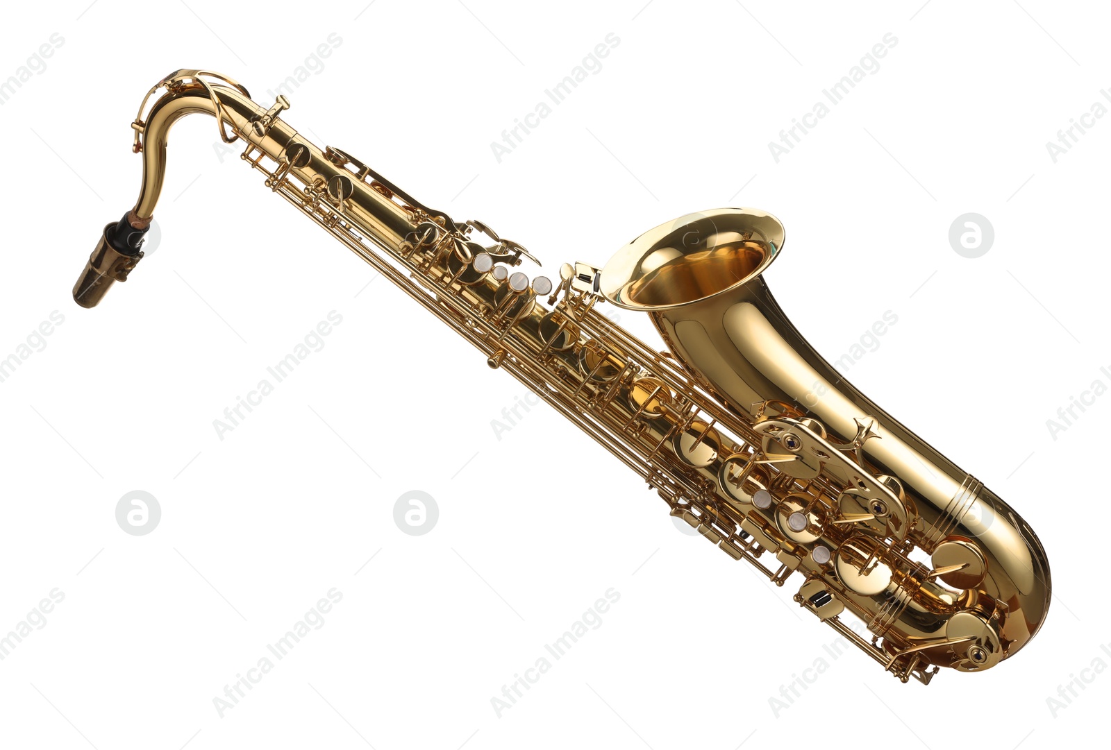 Photo of Jazz. One beautiful saxophone isolated on white