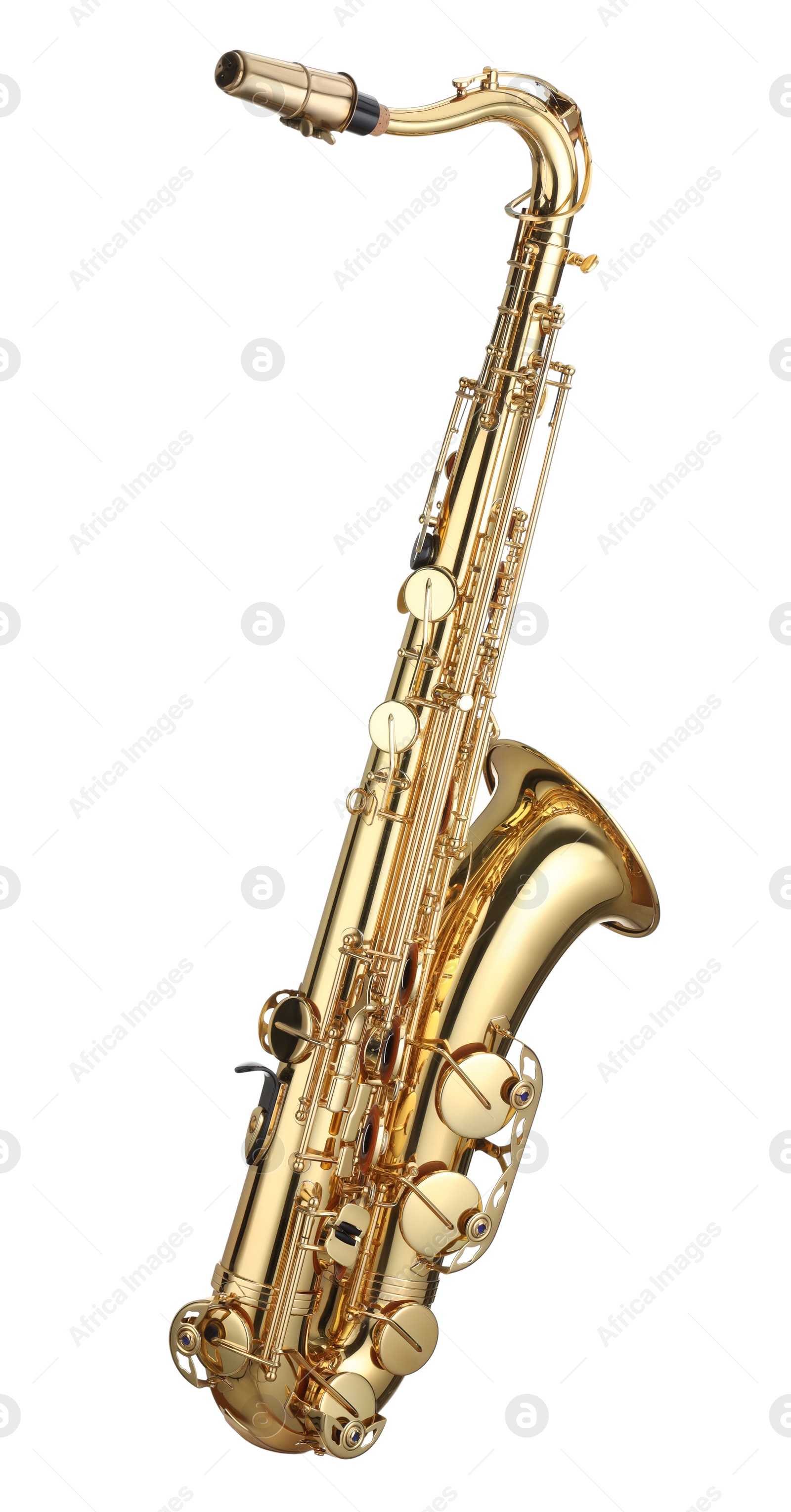 Photo of Jazz. One beautiful saxophone isolated on white