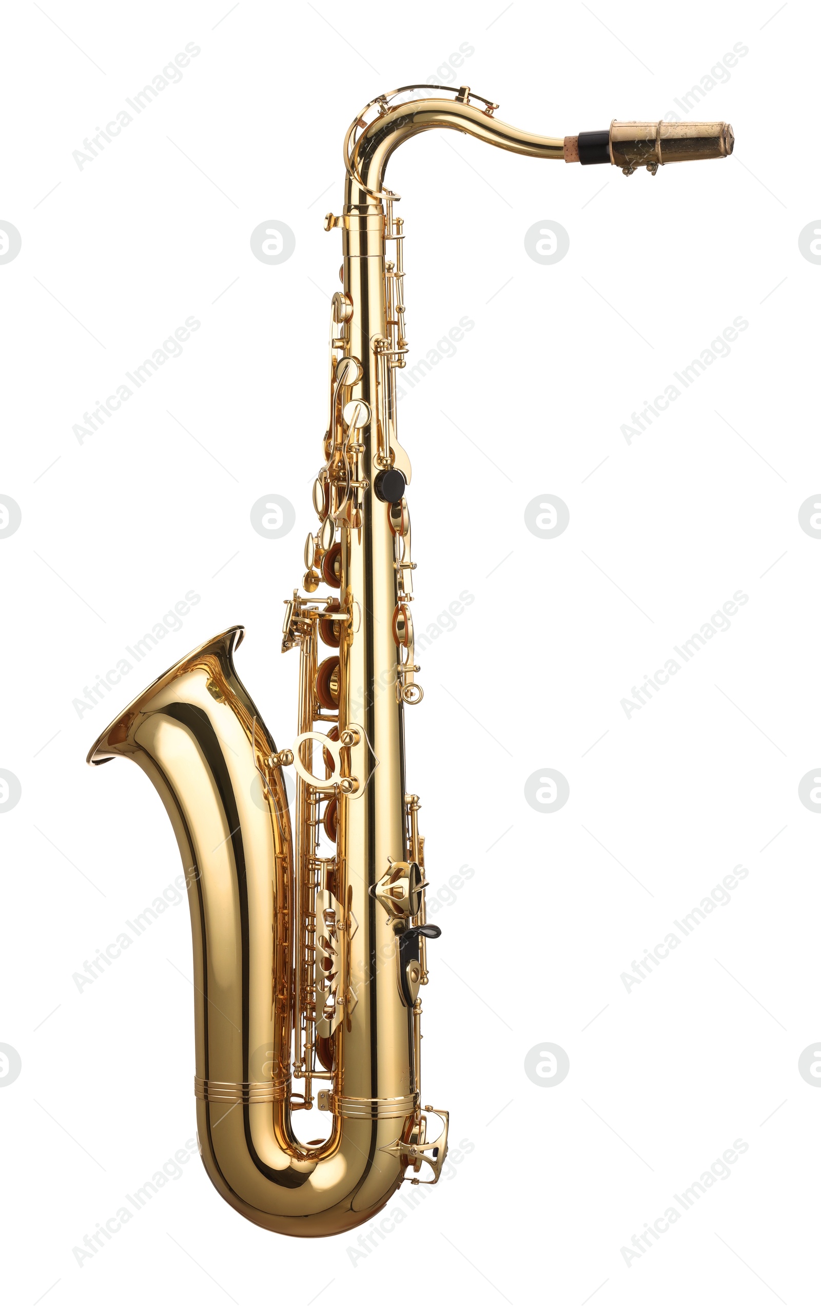 Photo of Jazz. One beautiful saxophone isolated on white