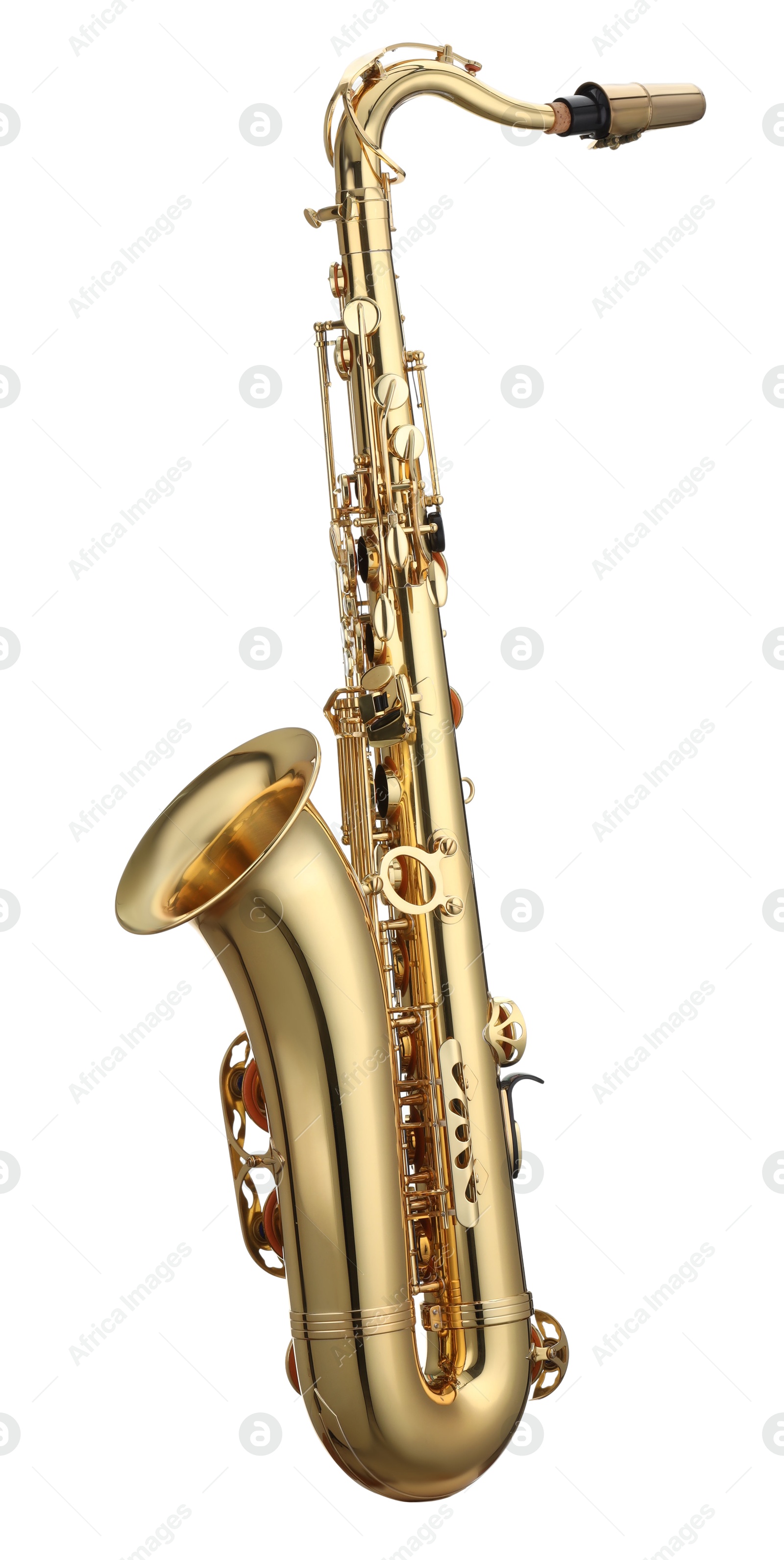 Photo of Jazz. One beautiful saxophone isolated on white