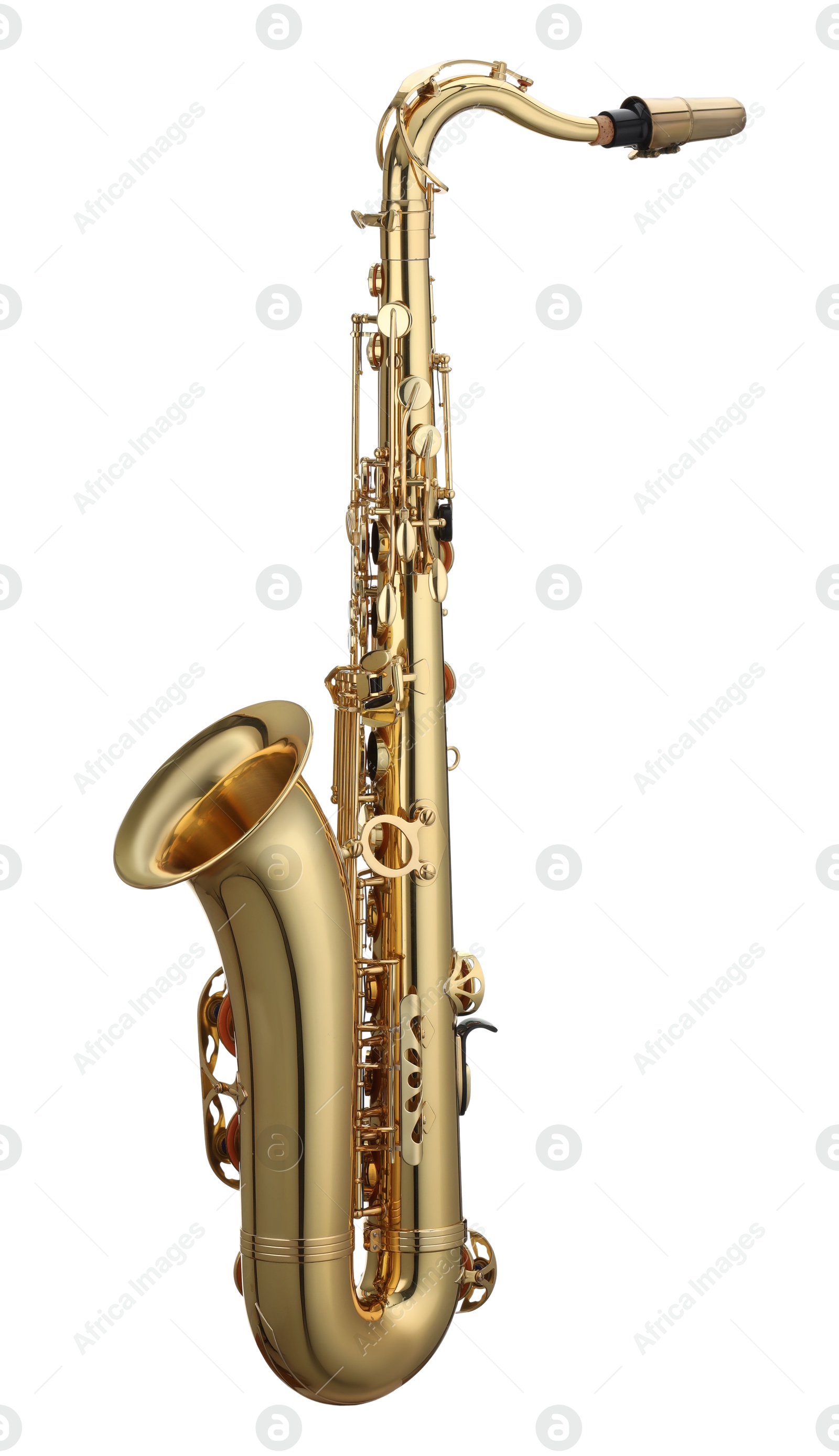 Photo of Jazz. One beautiful saxophone isolated on white