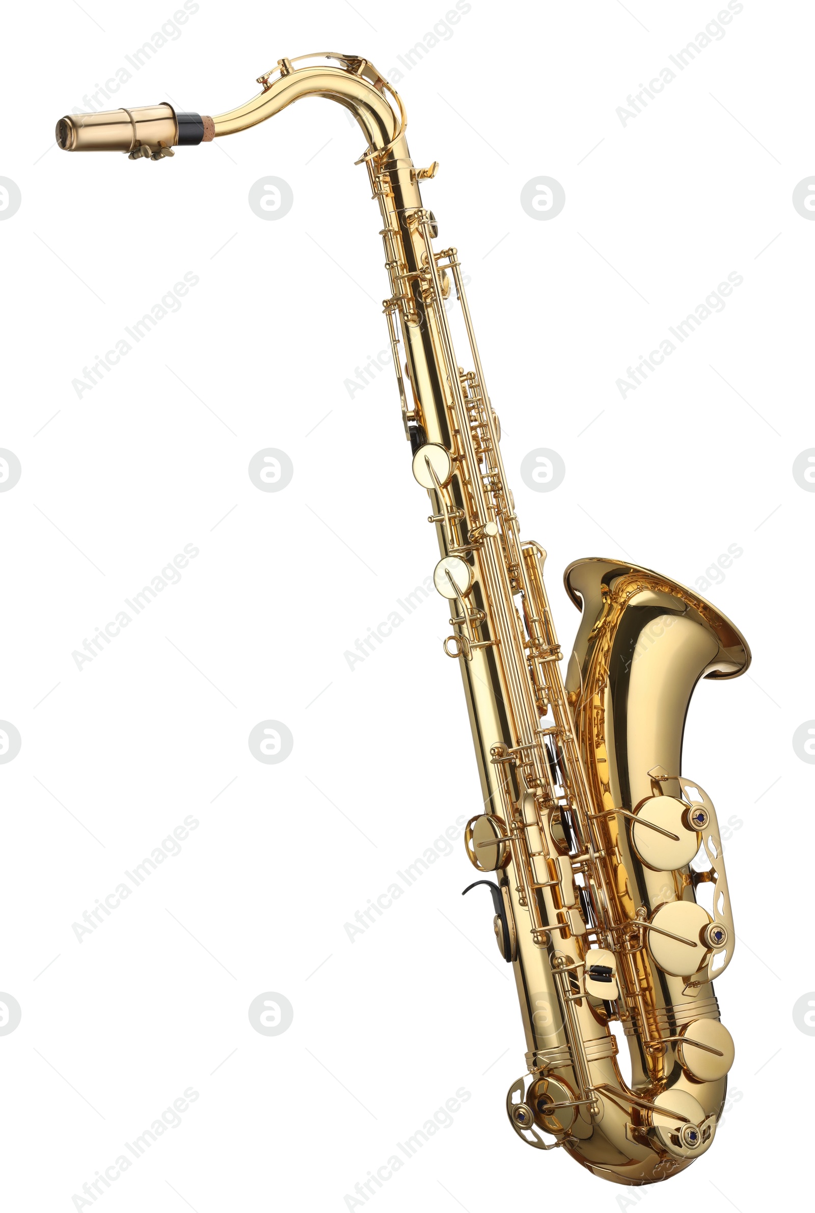 Photo of Jazz. One beautiful saxophone isolated on white