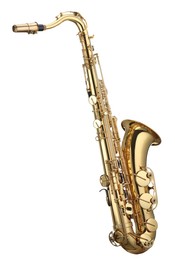 Photo of Jazz. One beautiful saxophone isolated on white