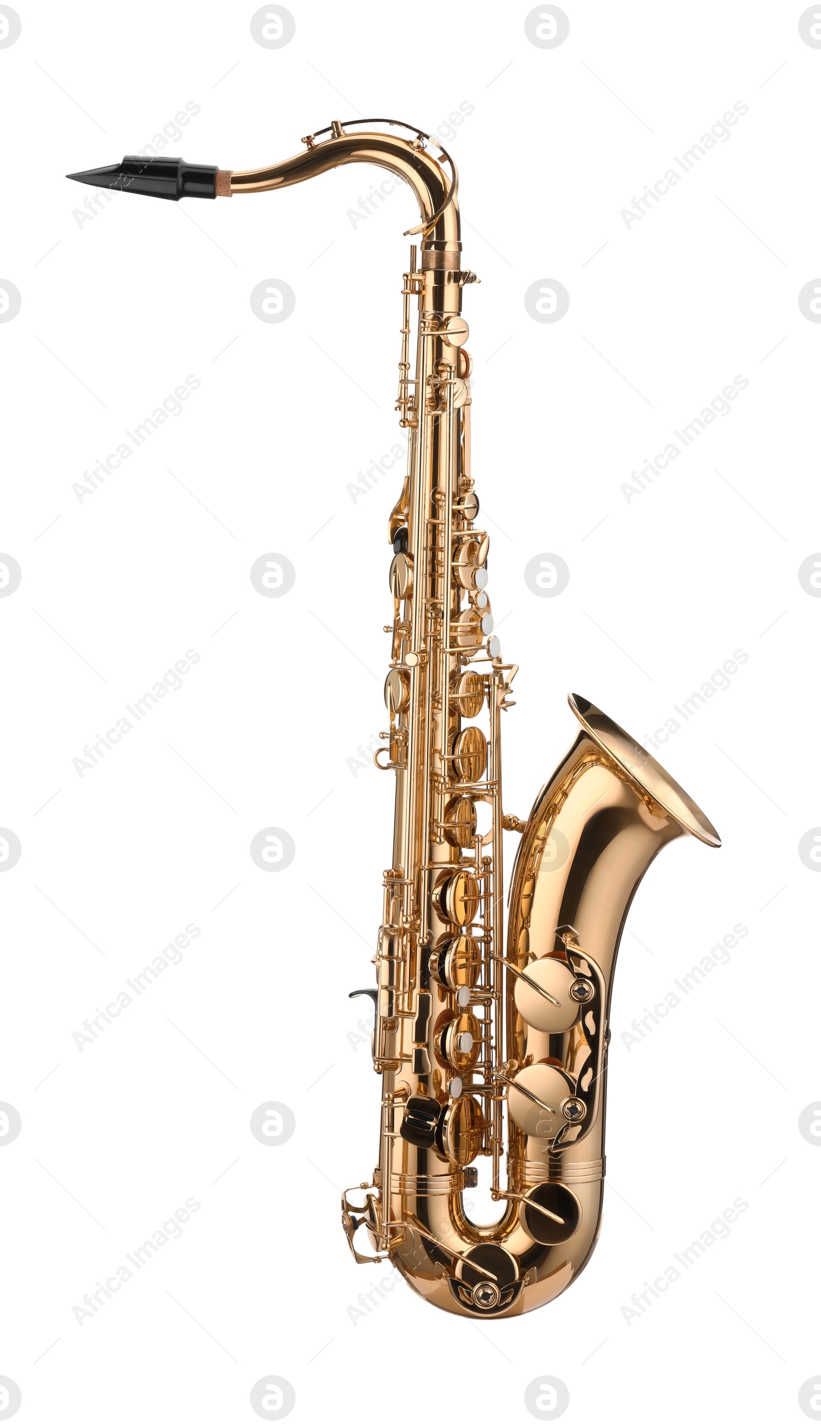 Photo of Jazz. One beautiful saxophone isolated on white