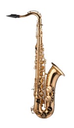 Photo of Jazz. One beautiful saxophone isolated on white