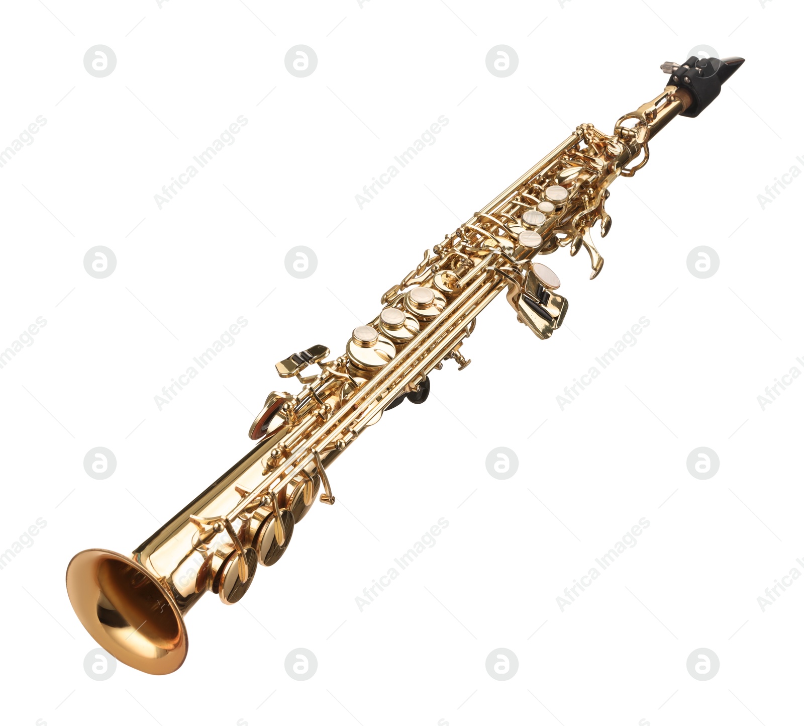 Photo of Jazz. One beautiful saxophone isolated on white