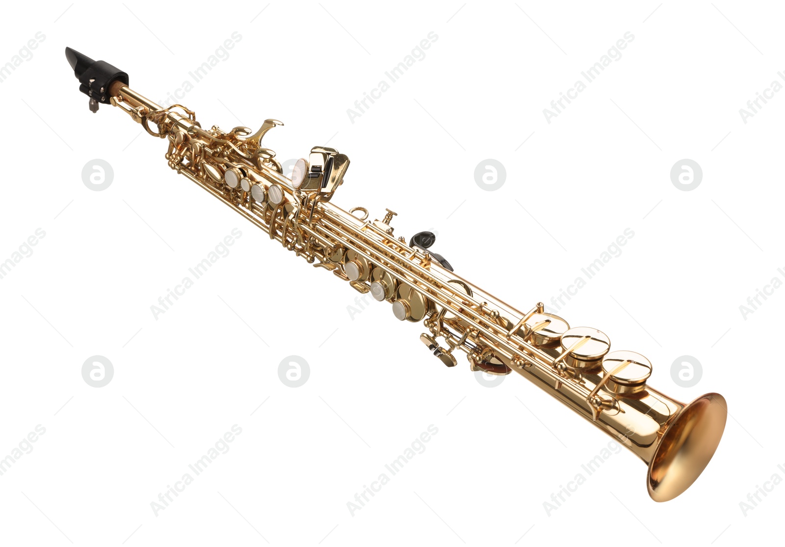 Photo of Jazz. One beautiful saxophone isolated on white