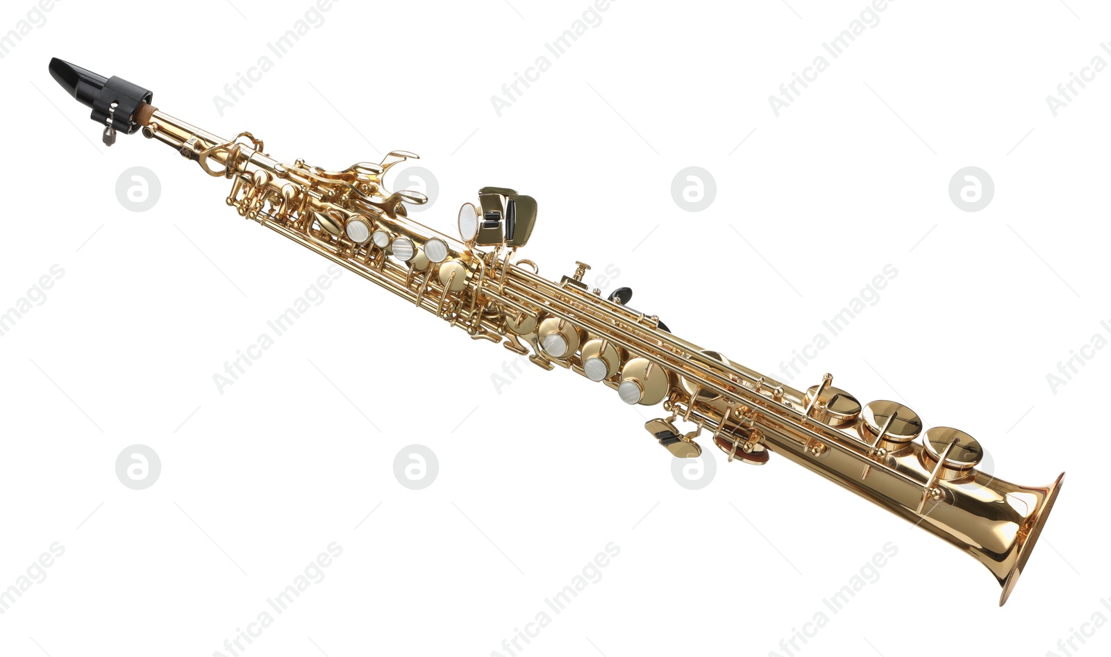 Photo of Jazz. One beautiful saxophone isolated on white