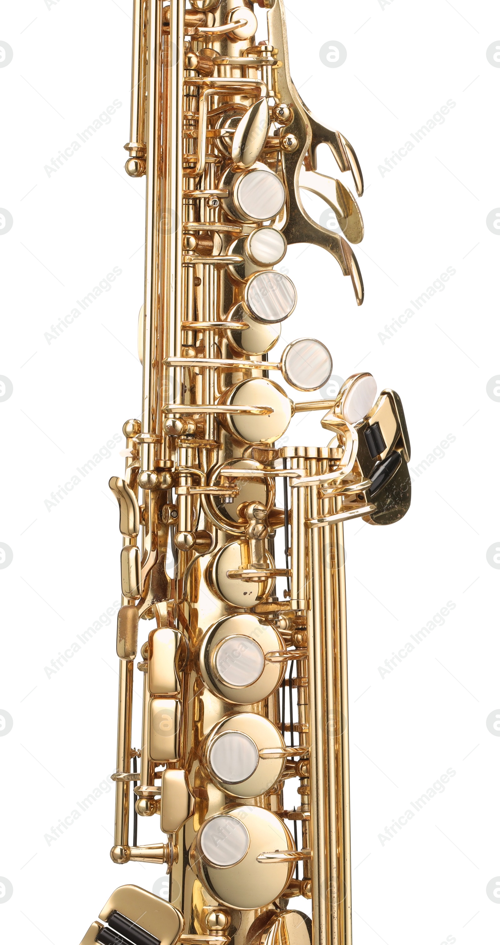 Photo of Jazz. One beautiful saxophone isolated on white