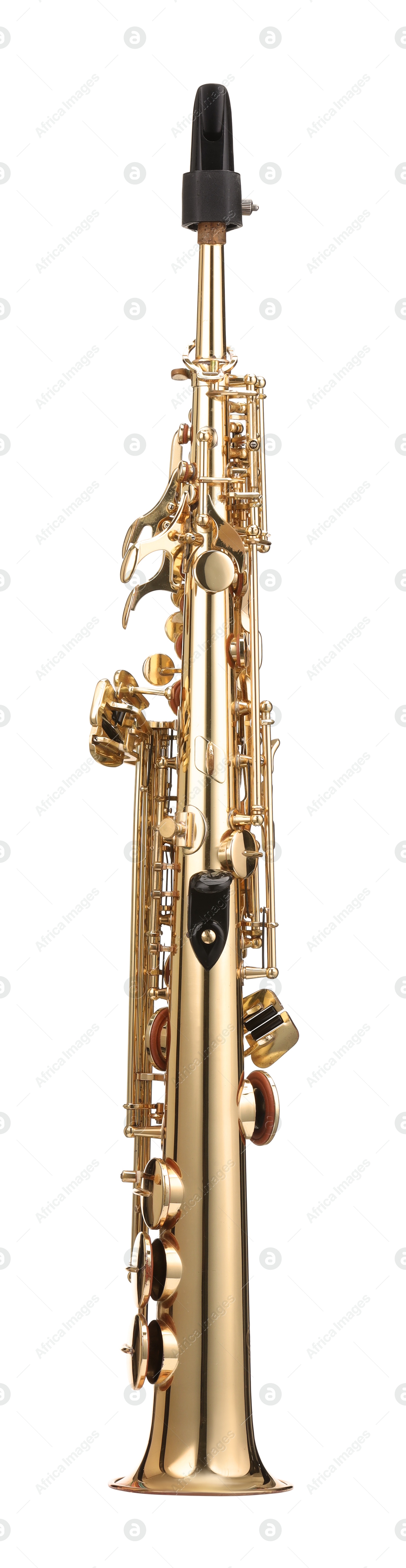 Photo of Jazz. One beautiful saxophone isolated on white