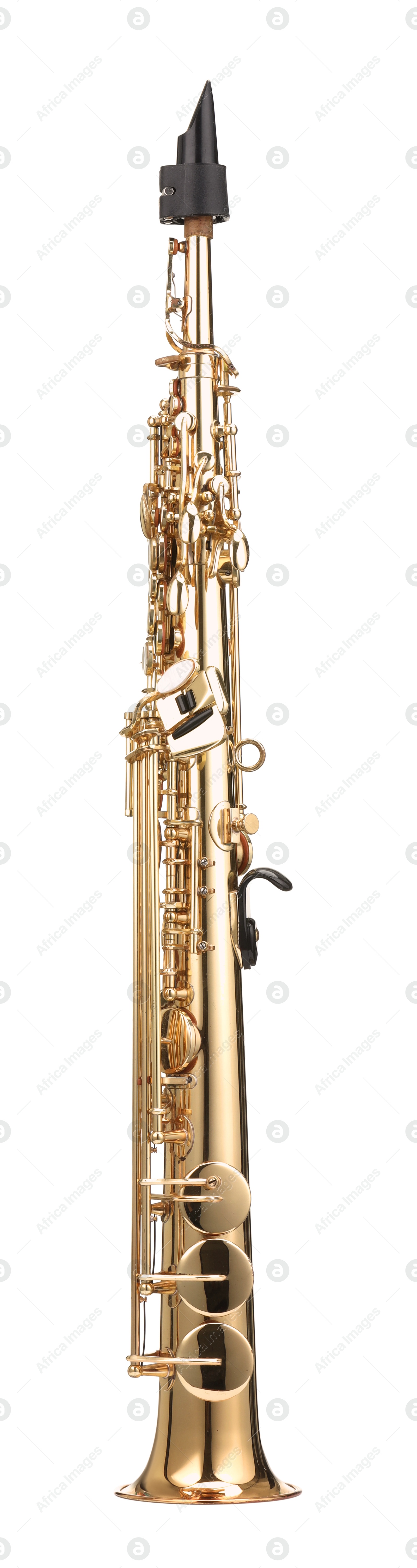 Photo of Jazz. One beautiful saxophone isolated on white