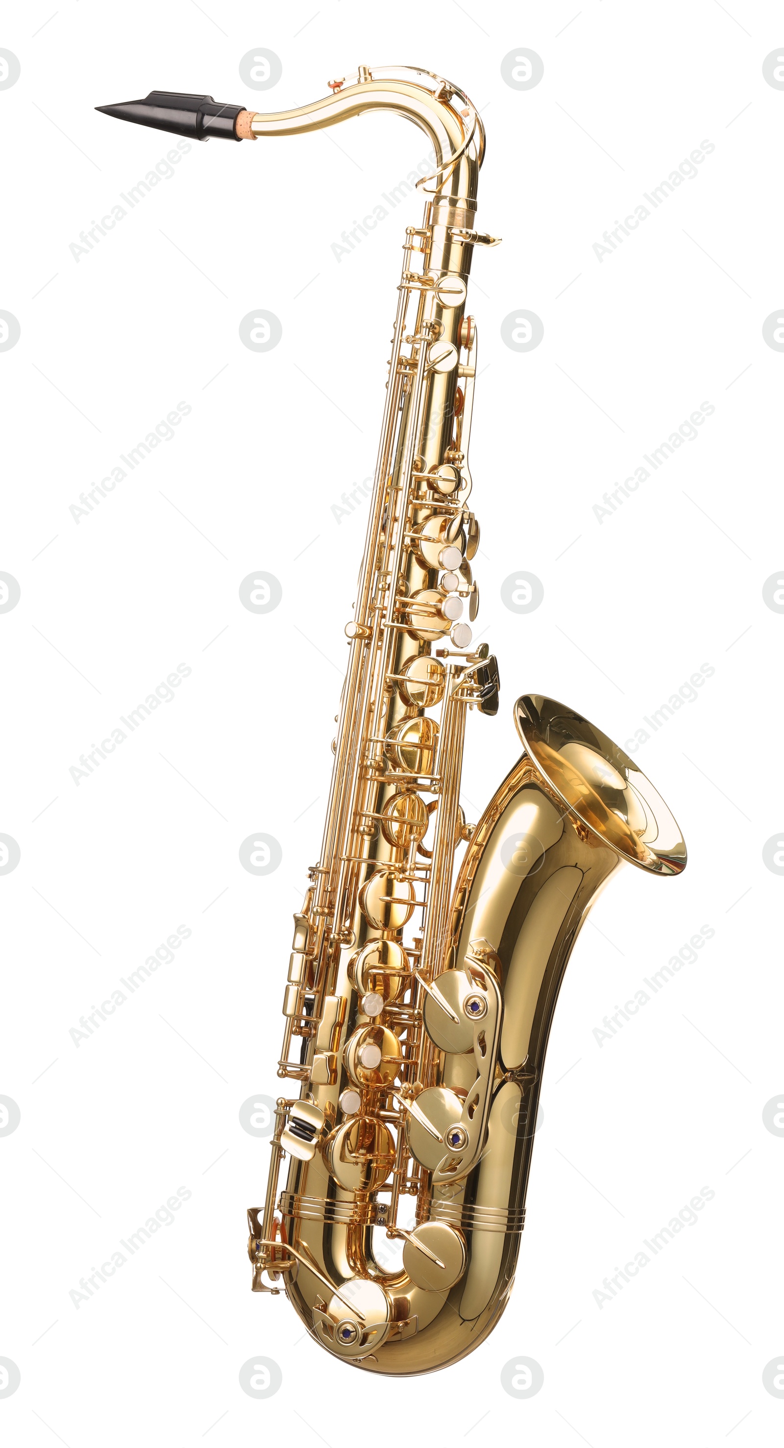 Photo of Jazz. One beautiful saxophone isolated on white