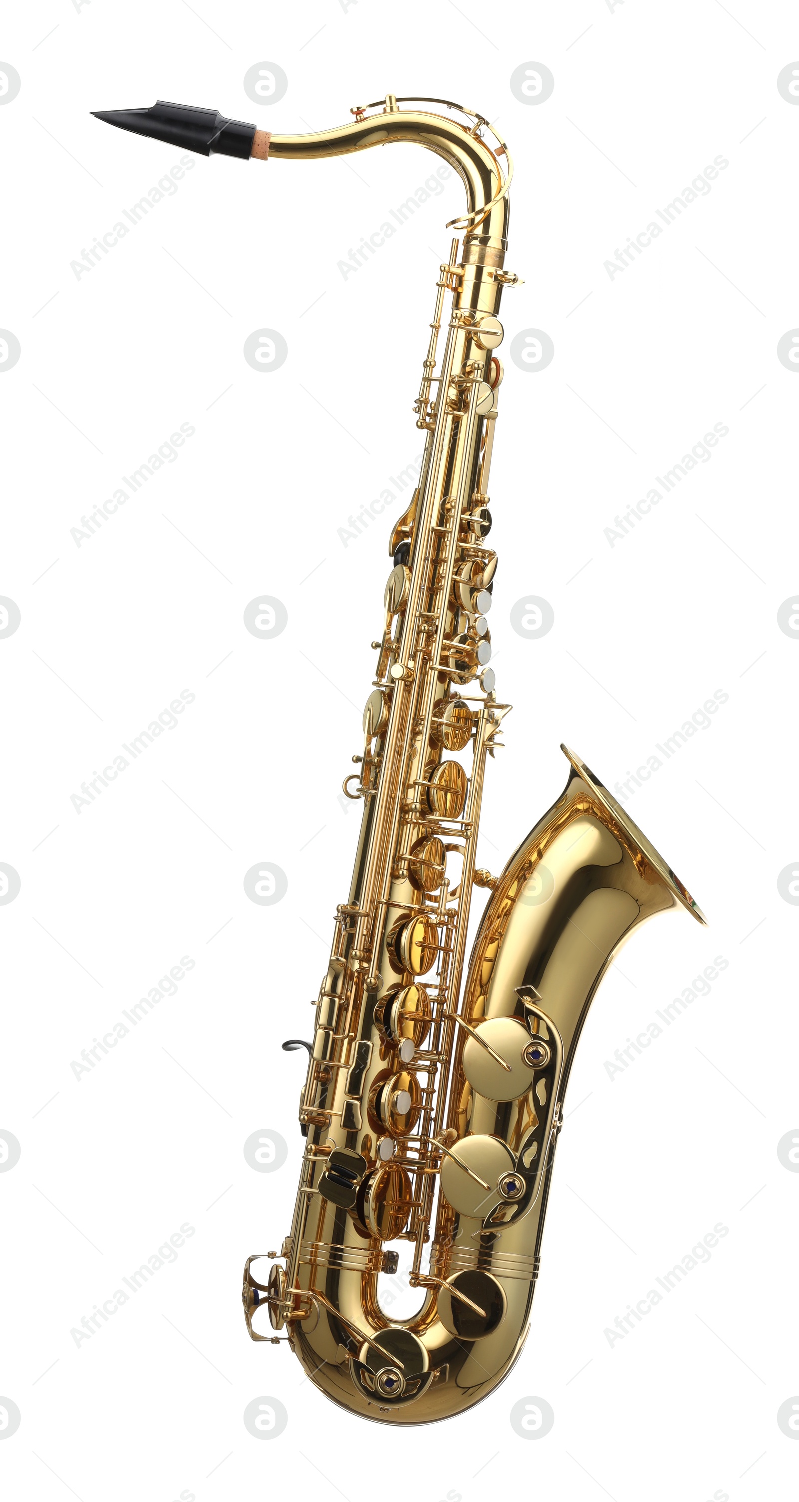 Photo of Jazz. One beautiful saxophone isolated on white