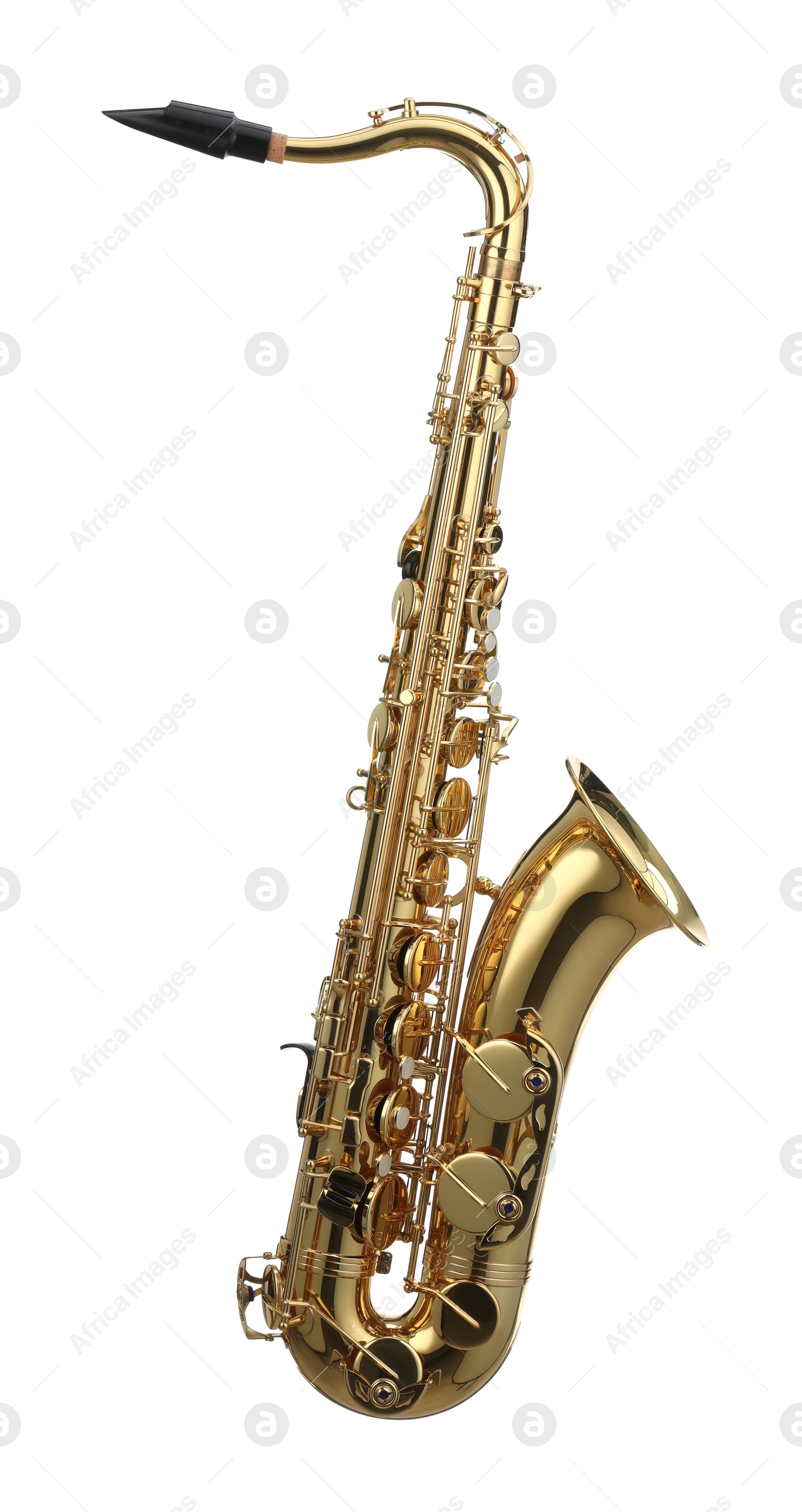 Photo of Jazz. One beautiful saxophone isolated on white