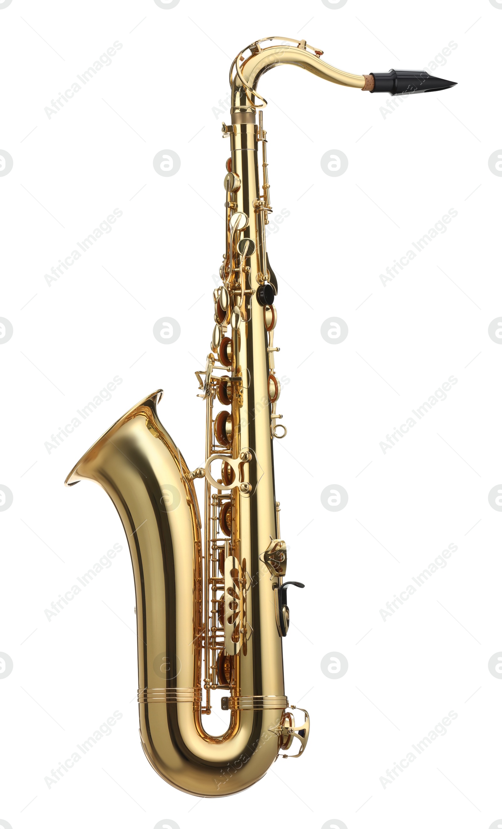 Photo of Jazz. One beautiful saxophone isolated on white