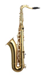 Photo of Jazz. One beautiful saxophone isolated on white