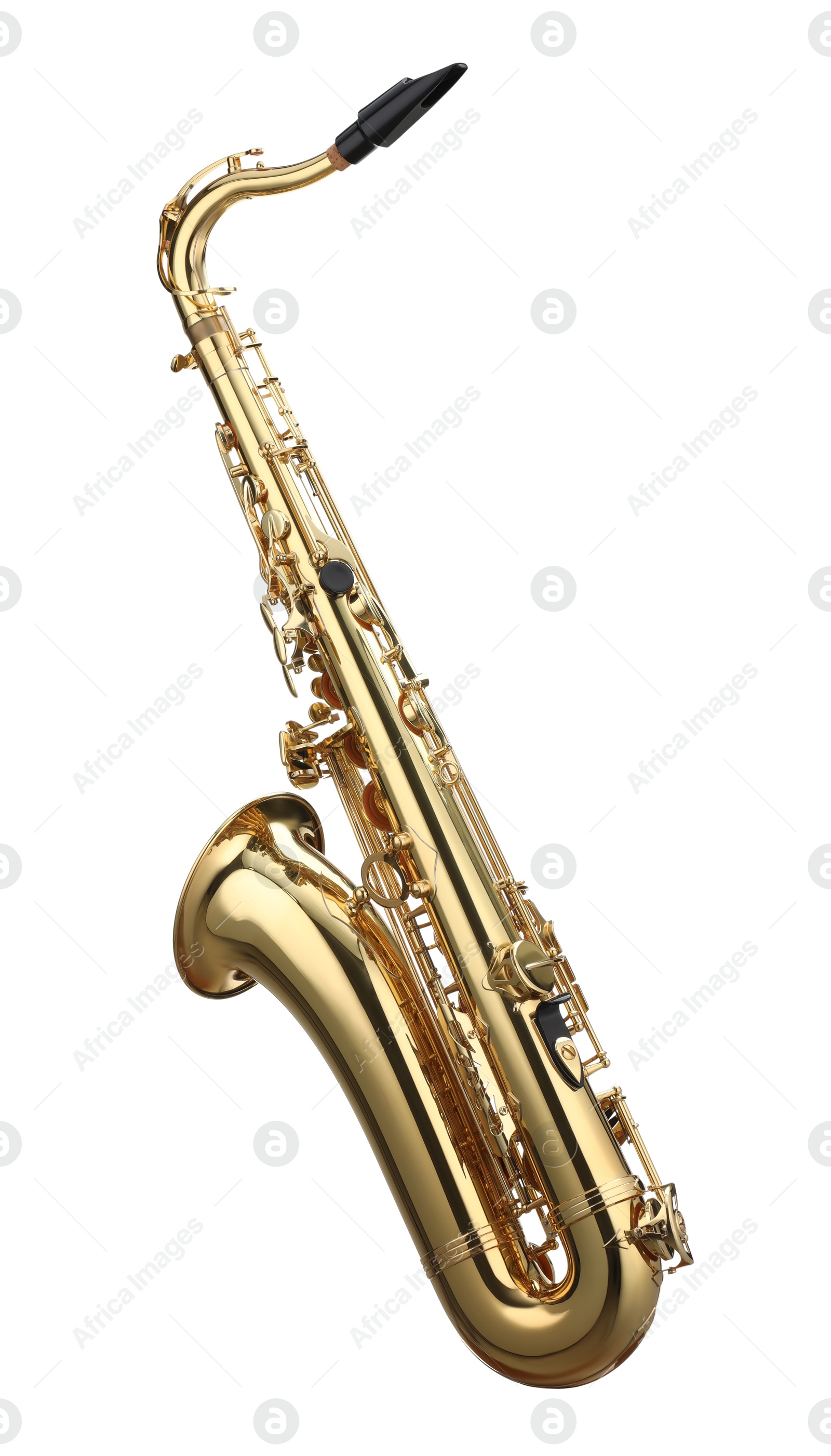 Photo of Jazz. One beautiful saxophone isolated on white