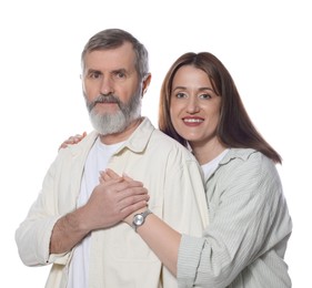 Photo of Family portrait of happy daughter and her father on white background