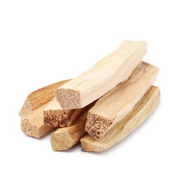 Photo of Pile of palo santo sticks isolated on white