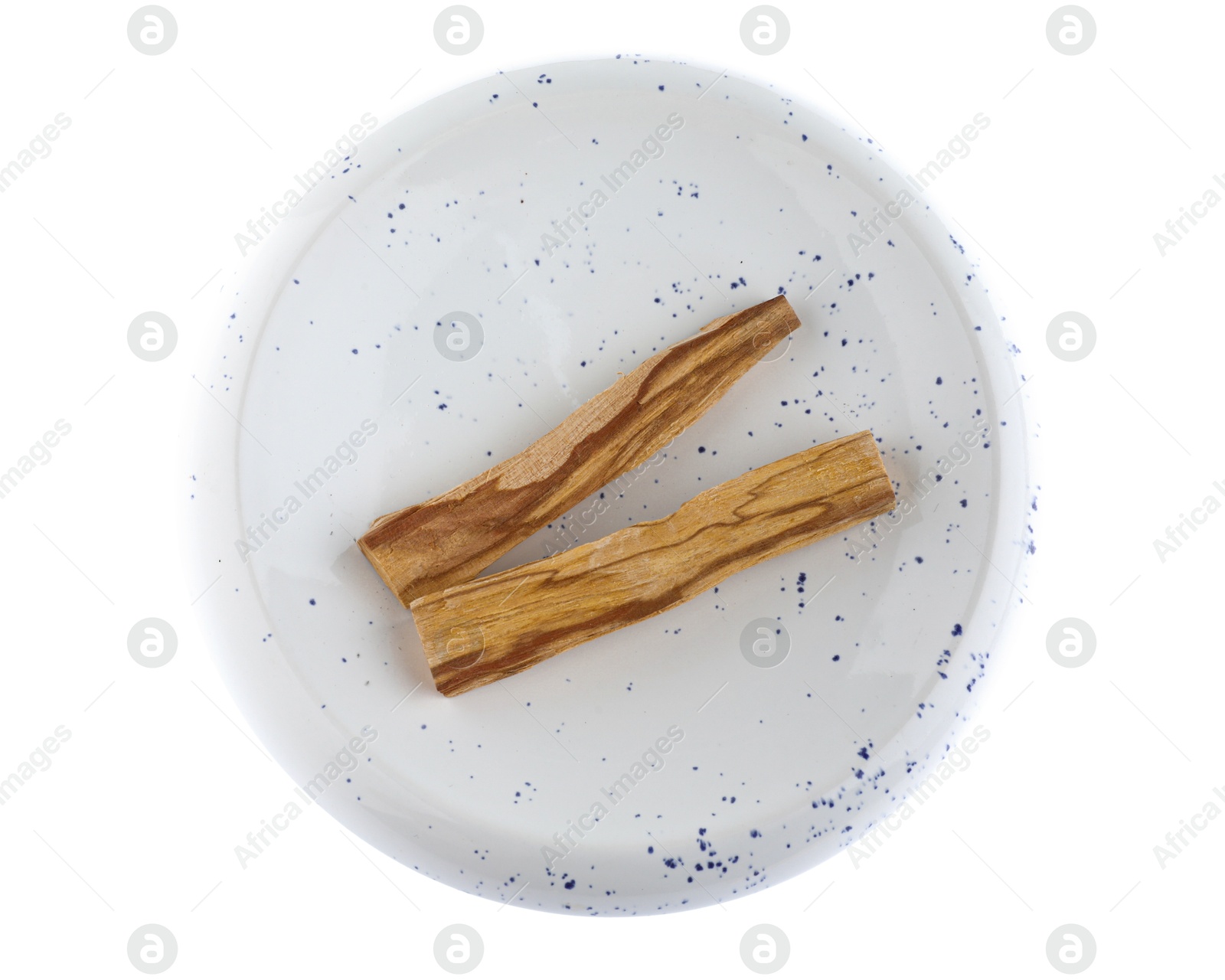 Photo of Palo santo sticks on white background, top view