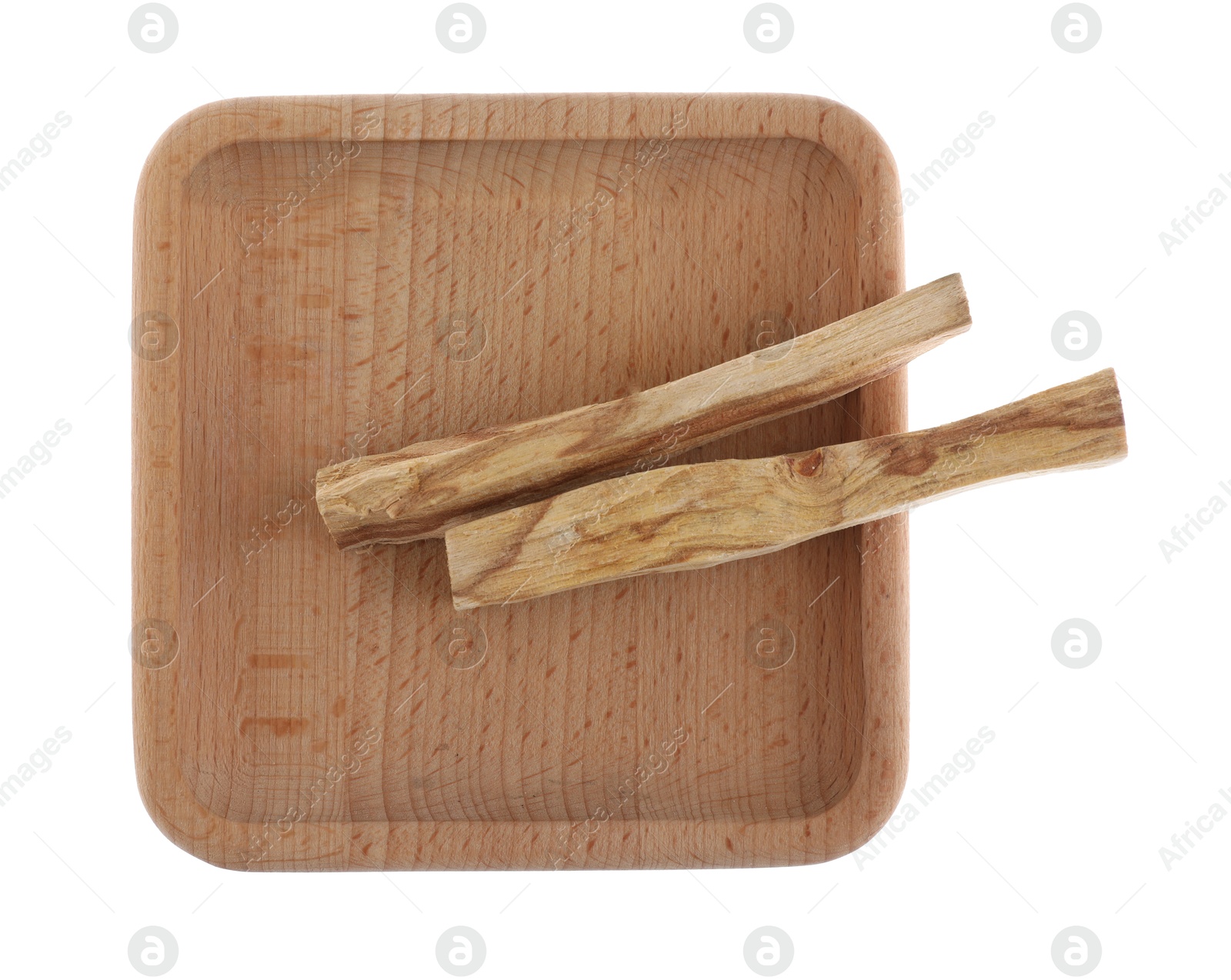 Photo of Palo santo sticks on white background, top view