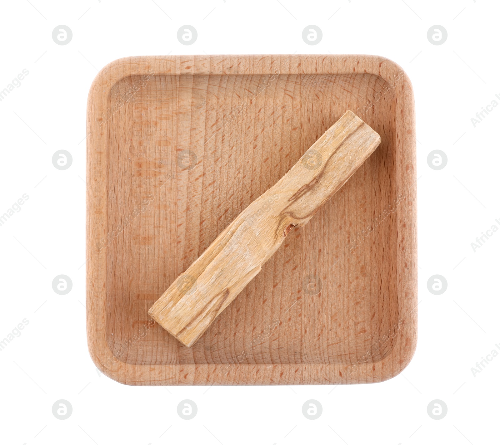 Photo of Palo santo stick on white background, top view