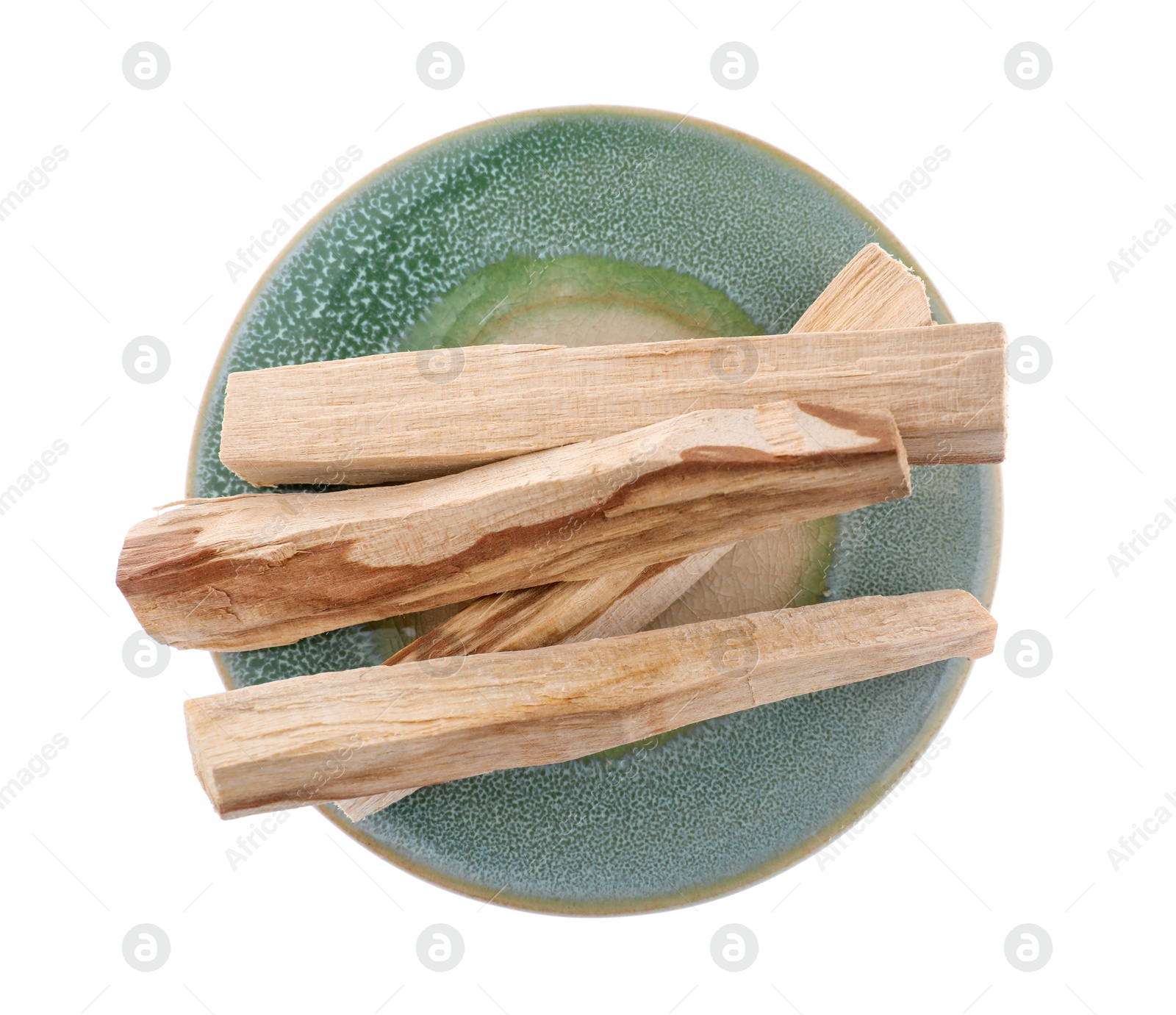 Photo of Palo santo sticks on white background, top view