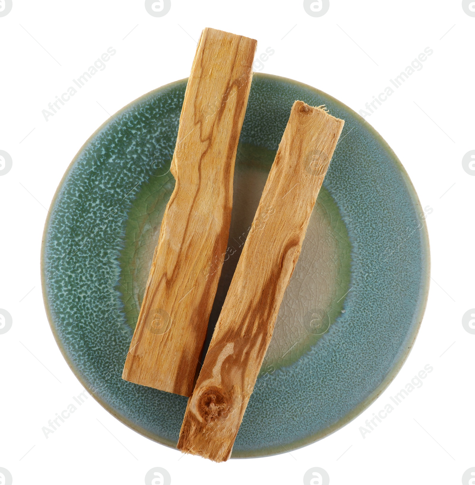 Photo of Palo santo sticks on white background, top view