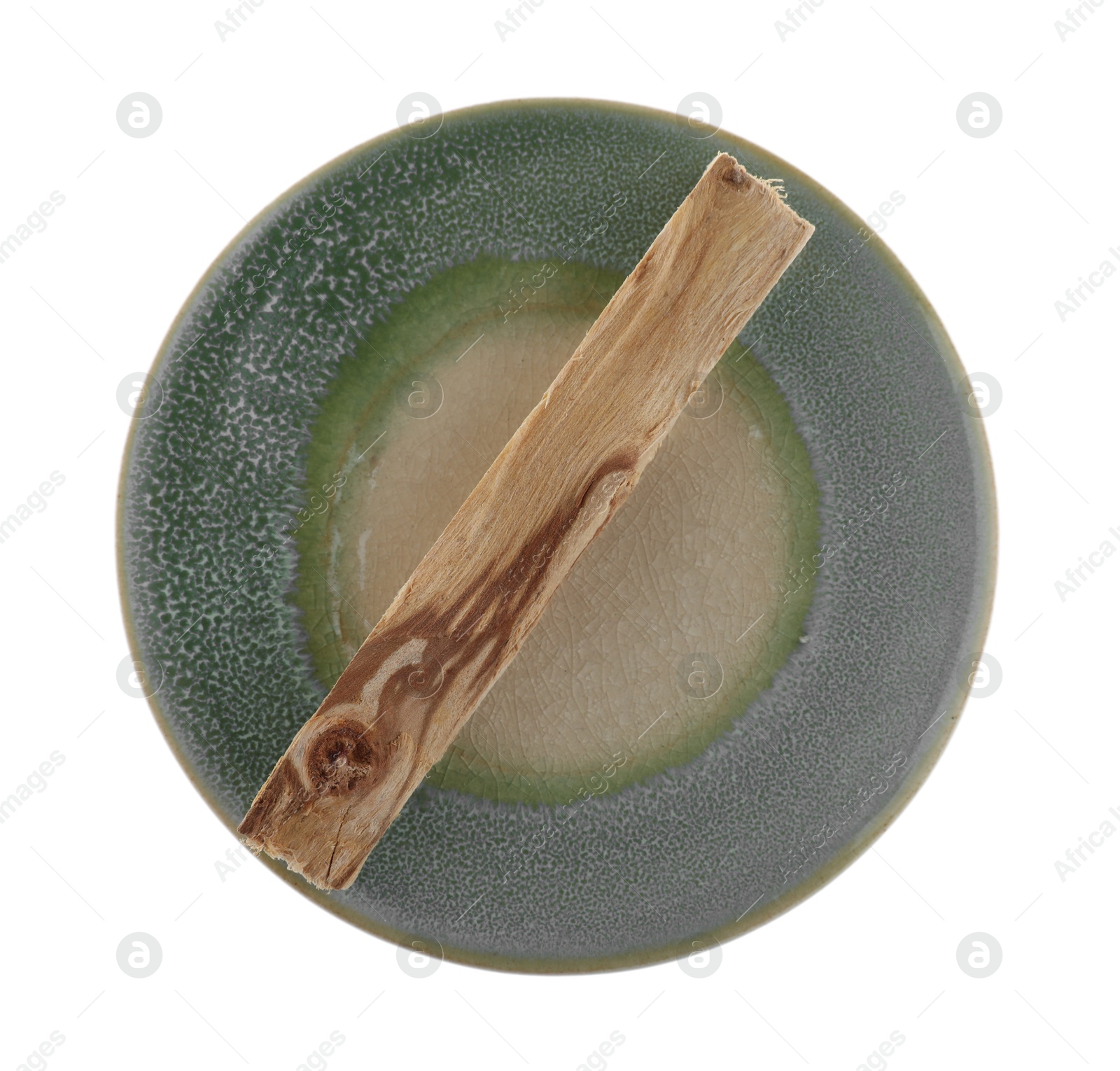 Photo of Palo santo stick on white background, top view