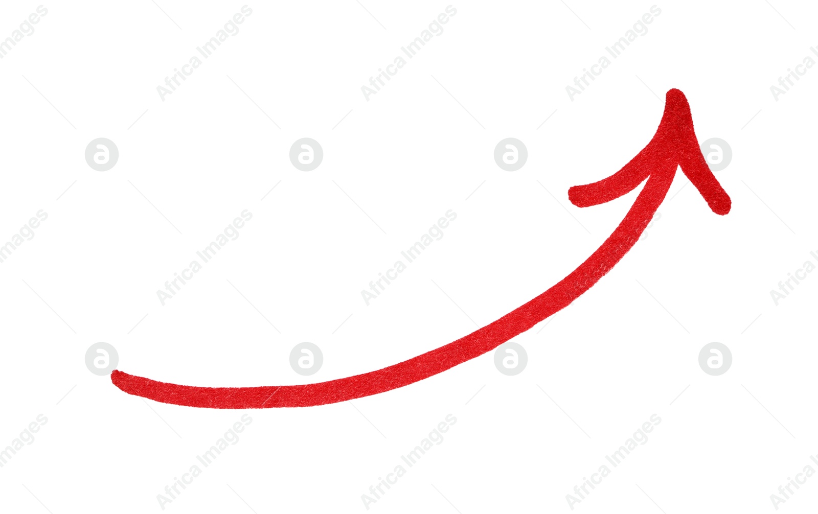 Photo of One red drawn arrow isolated on white