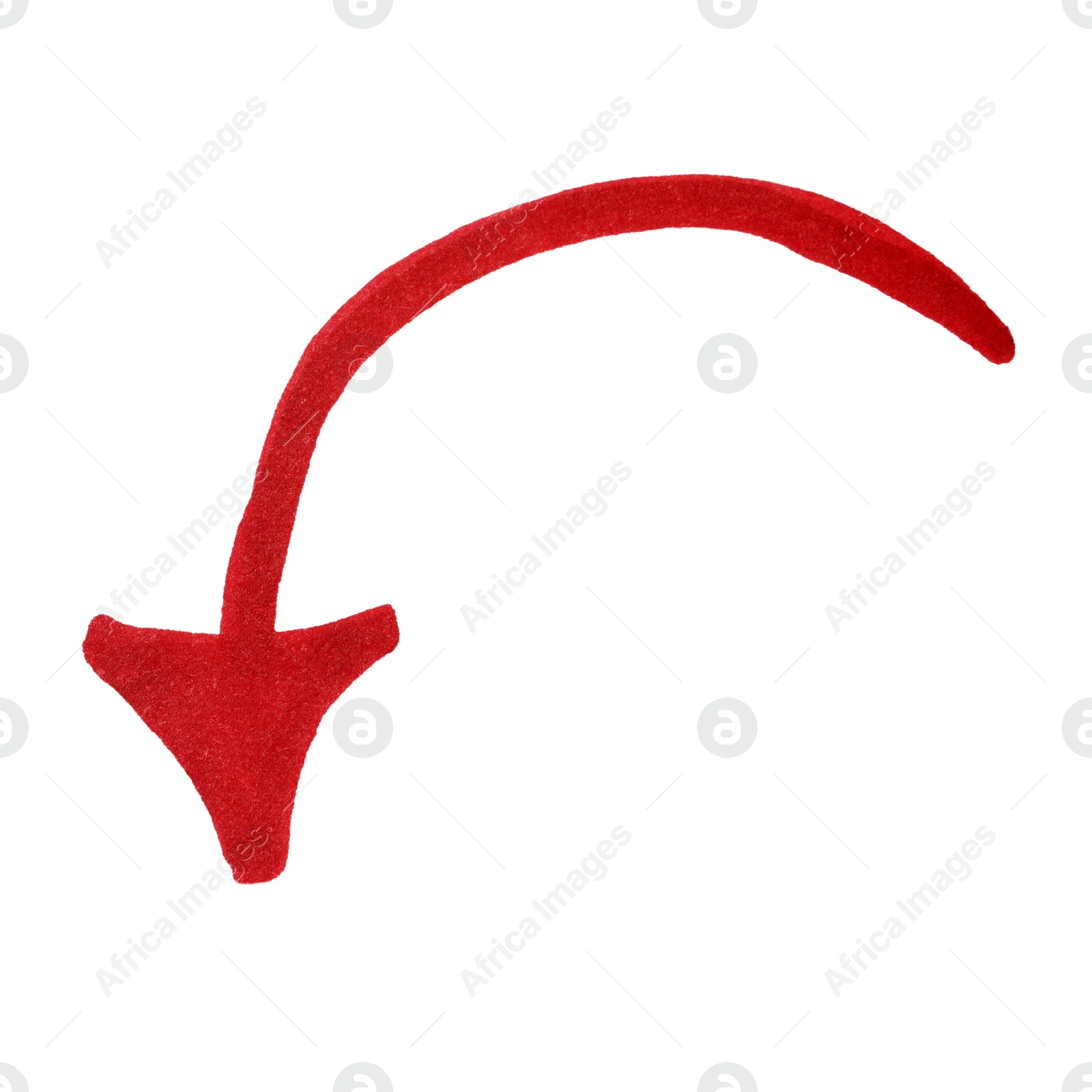 Photo of One red drawn arrow isolated on white