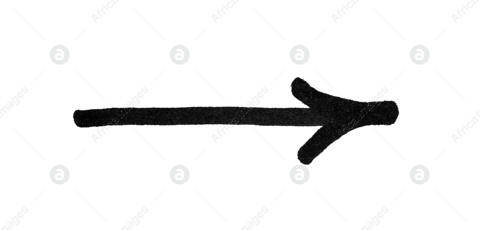 Photo of One black drawn arrow isolated on white