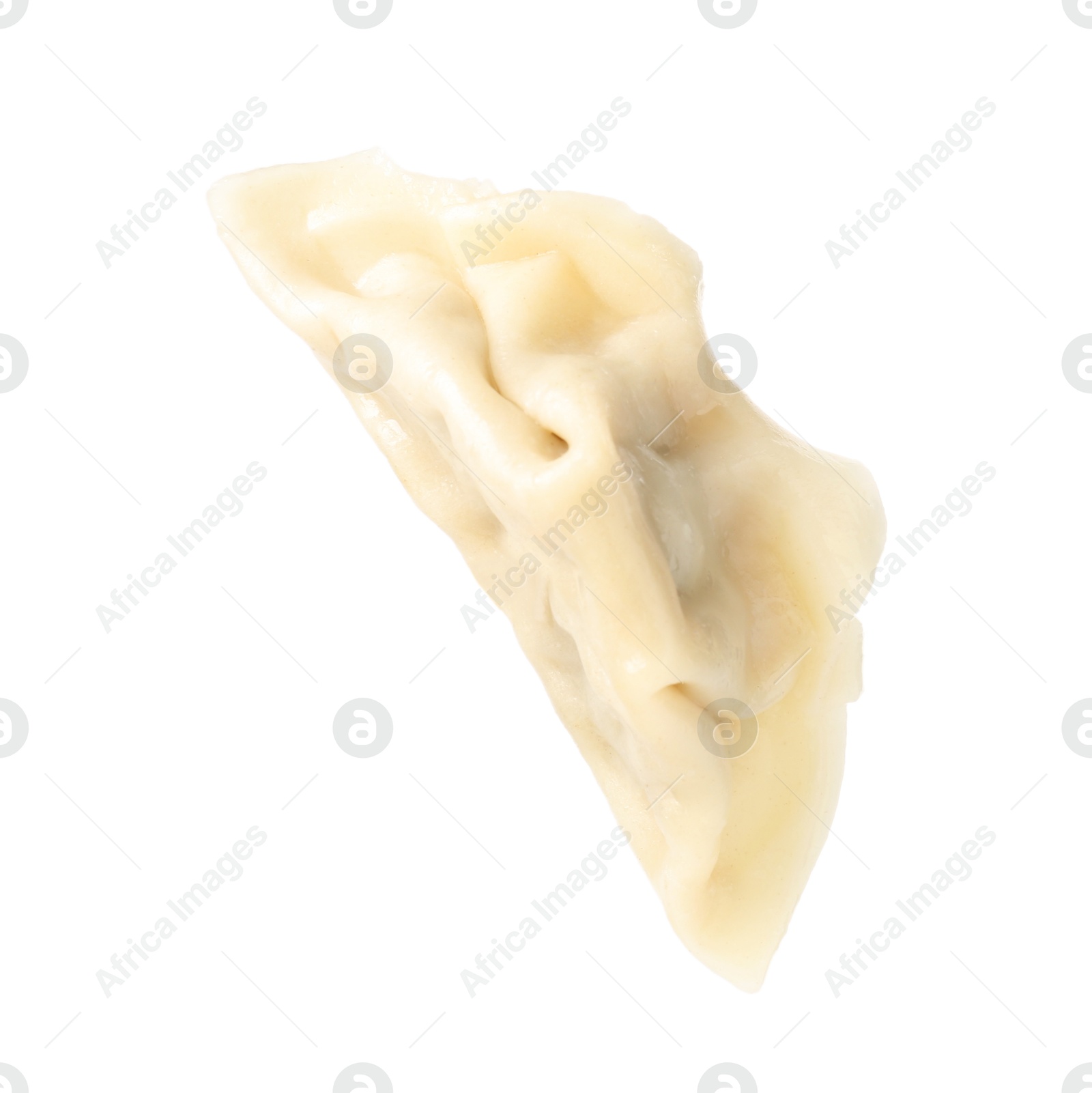 Photo of Tasty boiled gyoza (dumpling) isolated on white