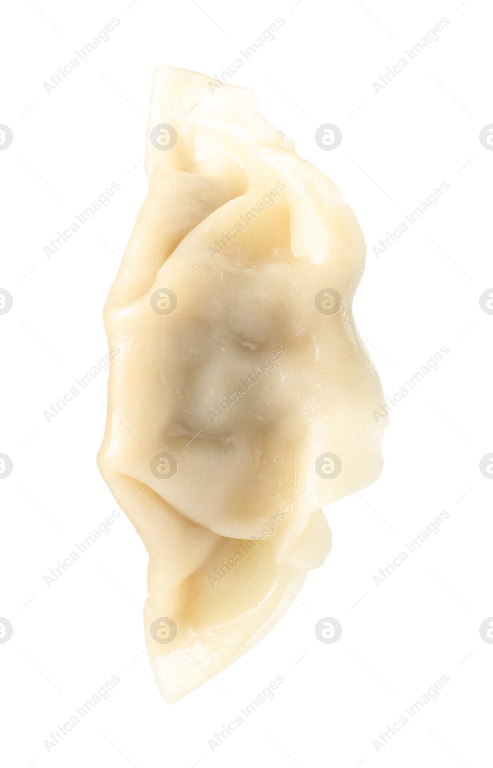 Photo of Tasty boiled gyoza (dumpling) isolated on white