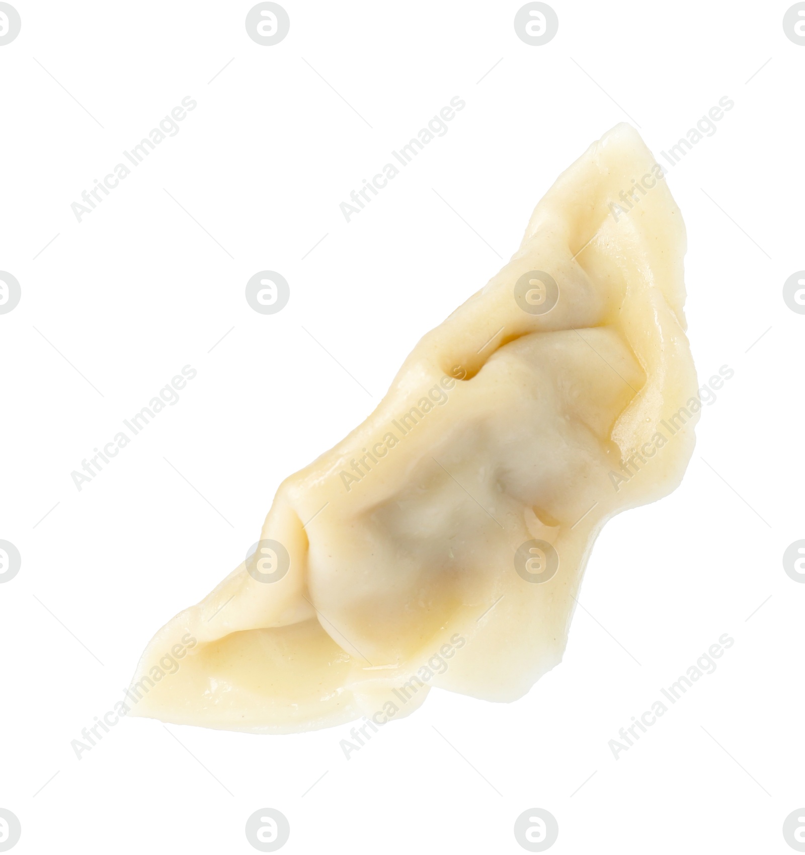 Photo of Tasty boiled gyoza (dumpling) isolated on white