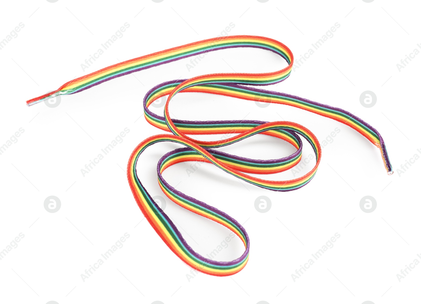 Photo of Shoelace in LGBT colors on white background