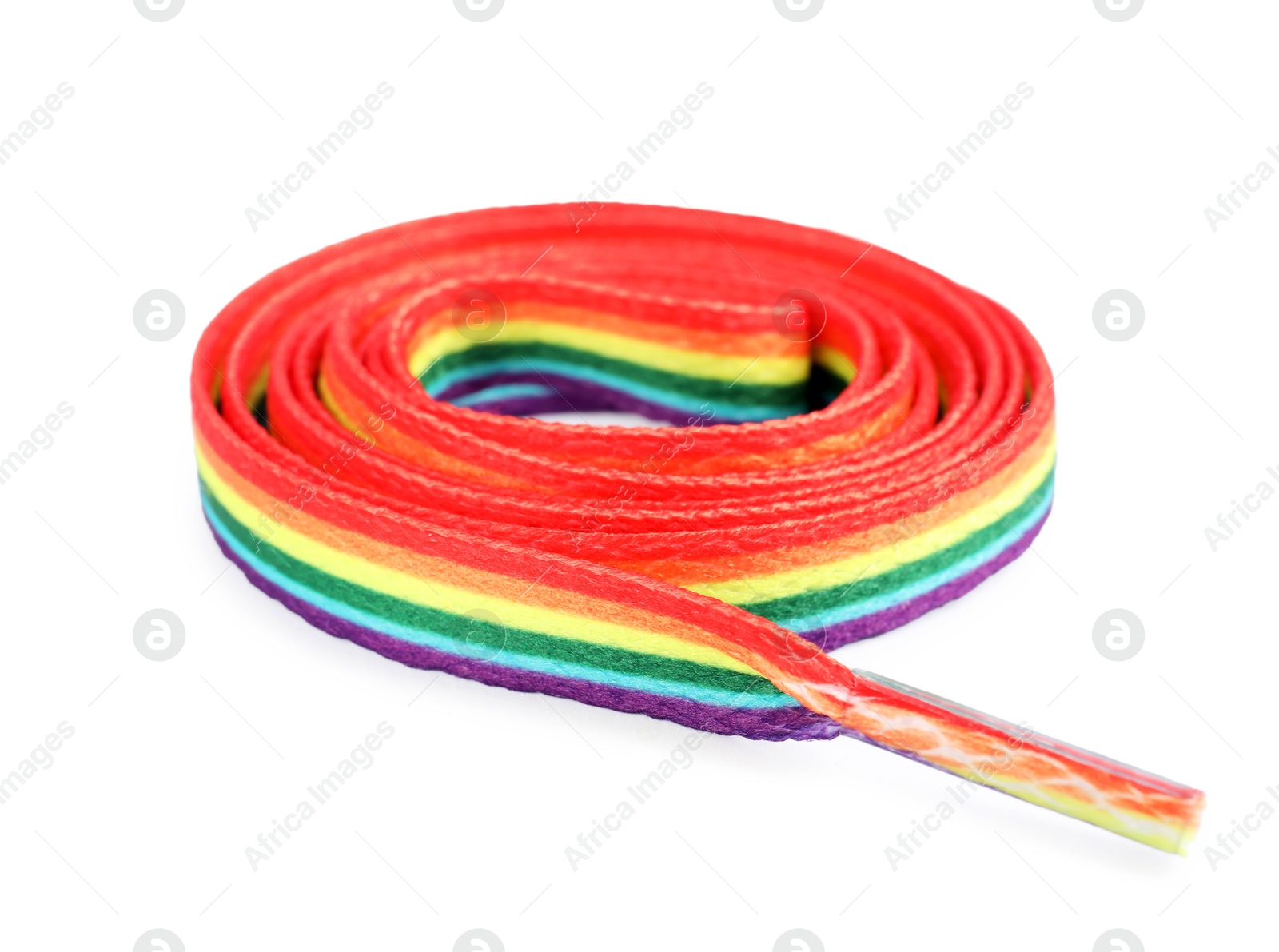 Photo of Shoelace in LGBT colors on white background