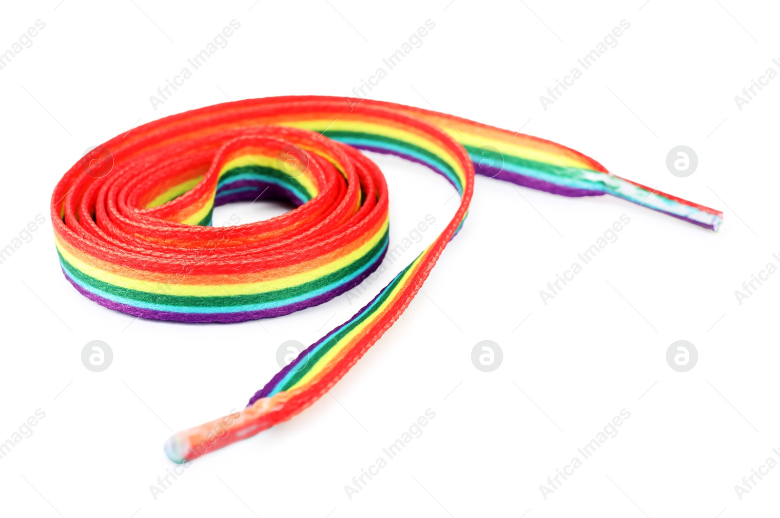 Photo of Shoelace in LGBT colors on white background