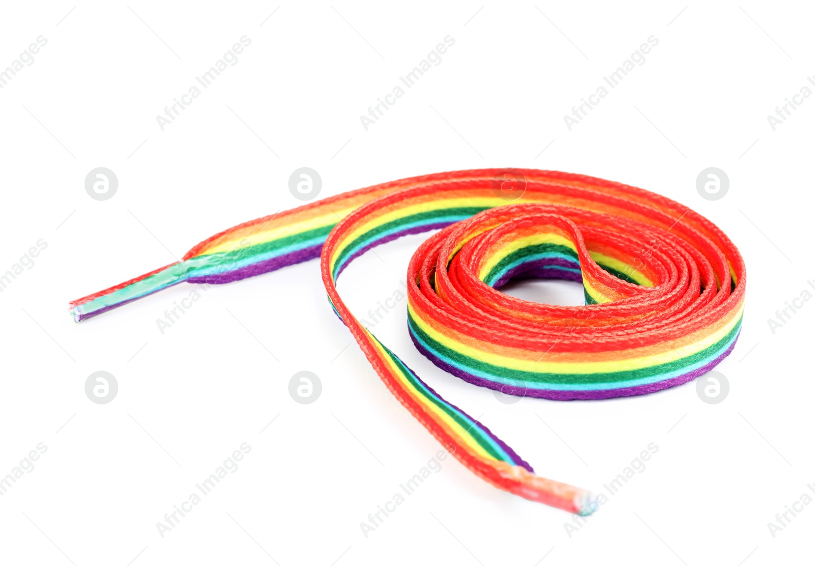 Photo of Shoelace in LGBT colors on white background