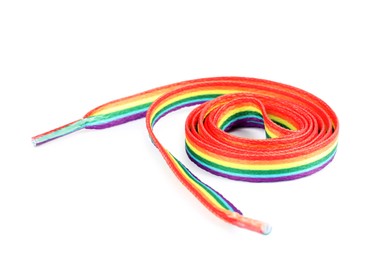 Photo of Shoelace in LGBT colors on white background