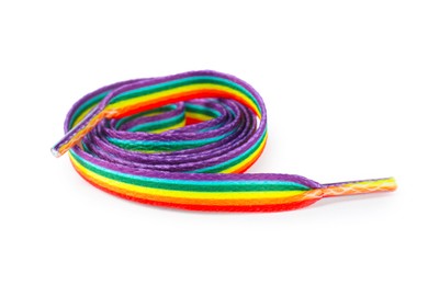 Photo of Shoelace in LGBT colors on white background