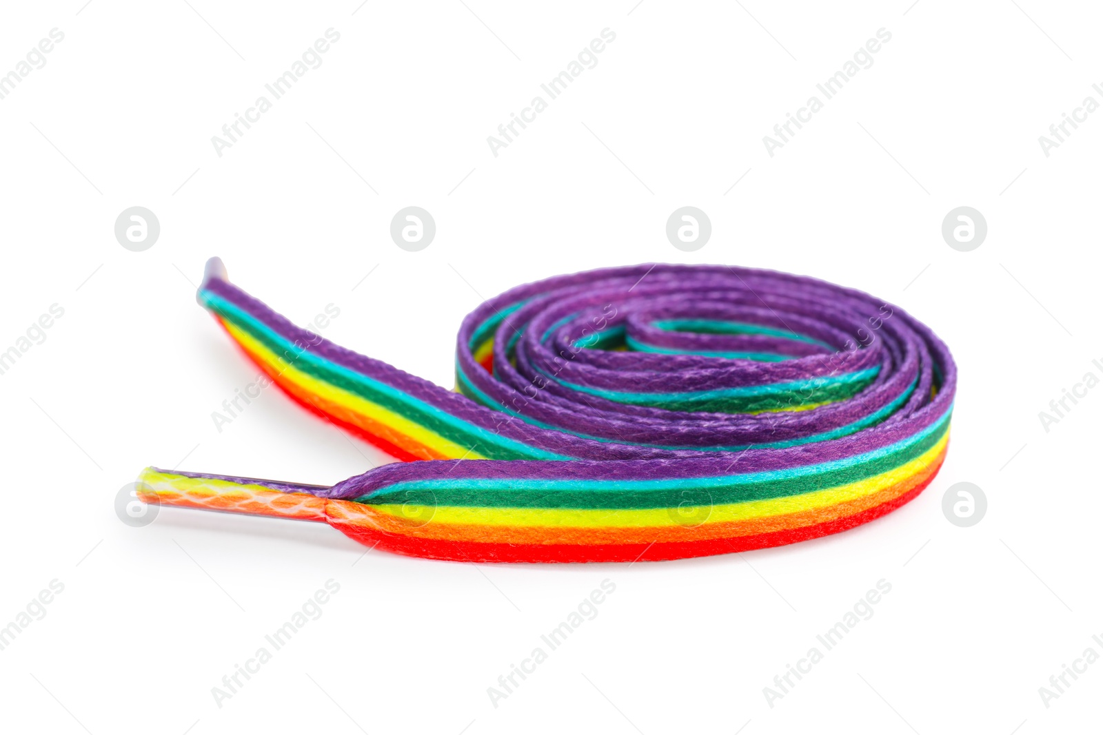 Photo of Shoelace in LGBT colors on white background