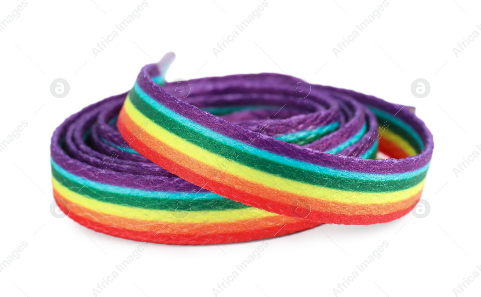 Photo of Shoelace in LGBT colors on white background