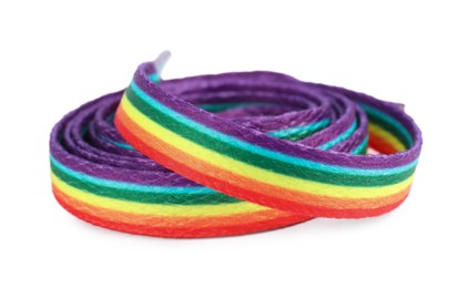 Photo of Shoelace in LGBT colors on white background