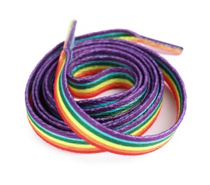 Photo of Shoelace in LGBT colors on white background