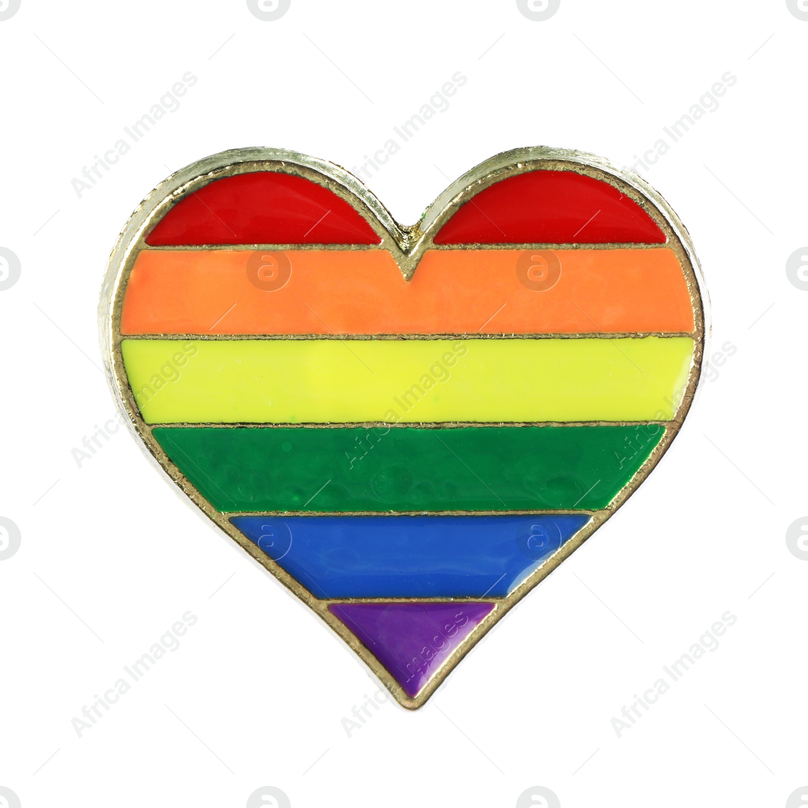 Photo of Heart shaped badge in LGBT colors on white background