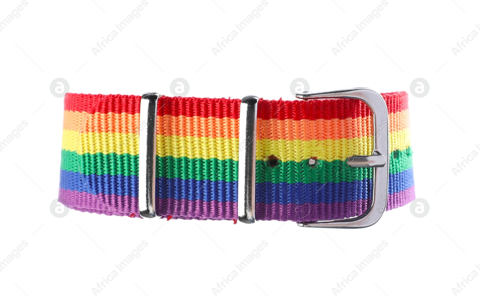 Photo of One wristband in LGBT colors on white background