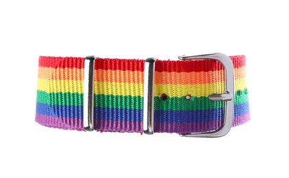 Photo of One wristband in LGBT colors on white background