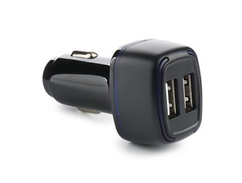 USB power adapter (charger) for car isolated on white